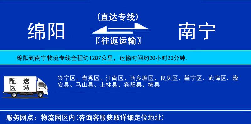綿陽到南寧物流專線