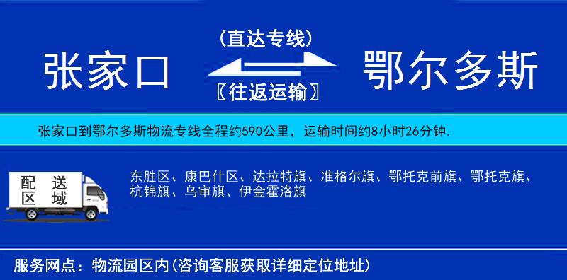 張家口到鄂爾多斯物流專線