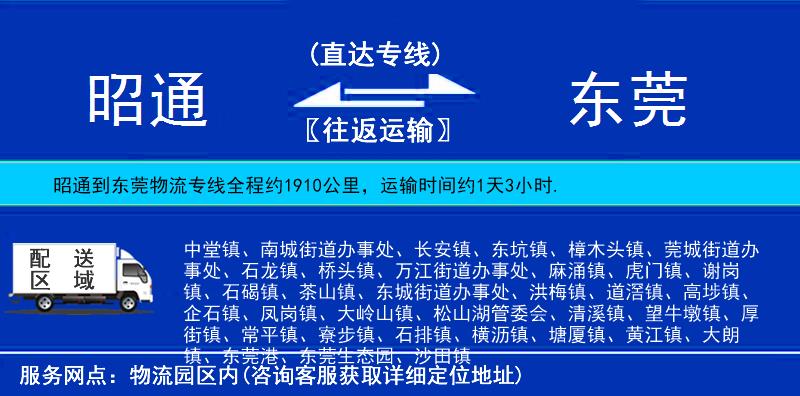 昭通到東莞物流專線